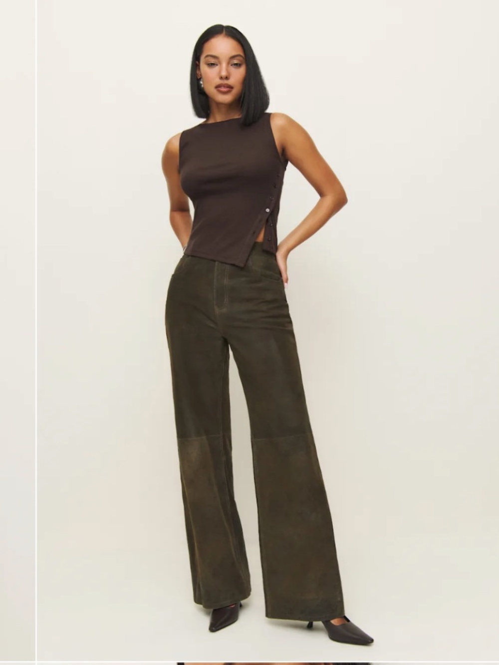 Reformation Hudson Knit Top Brown - Size XS